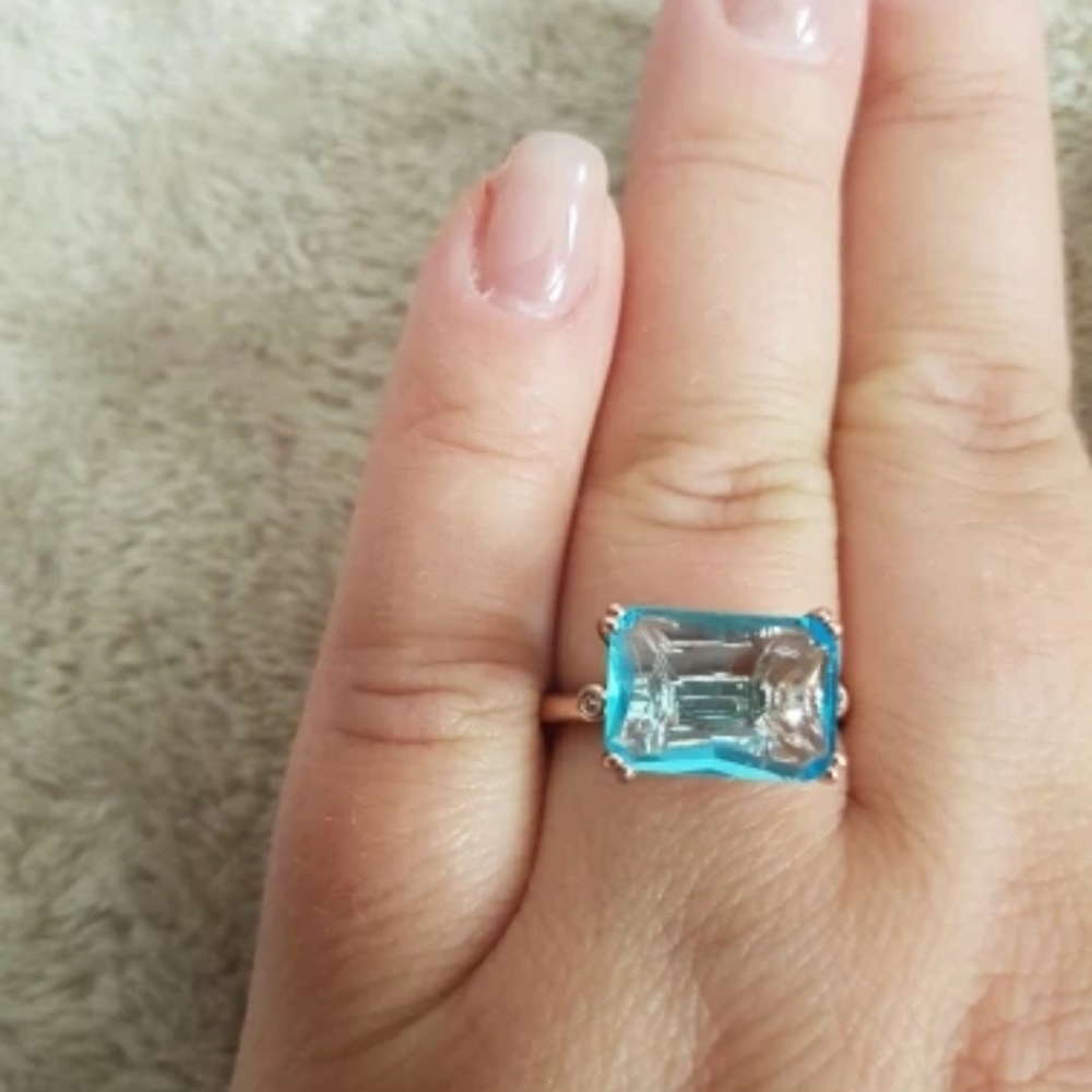 Rectangular shape sky blue ring - Picture 3 of 3